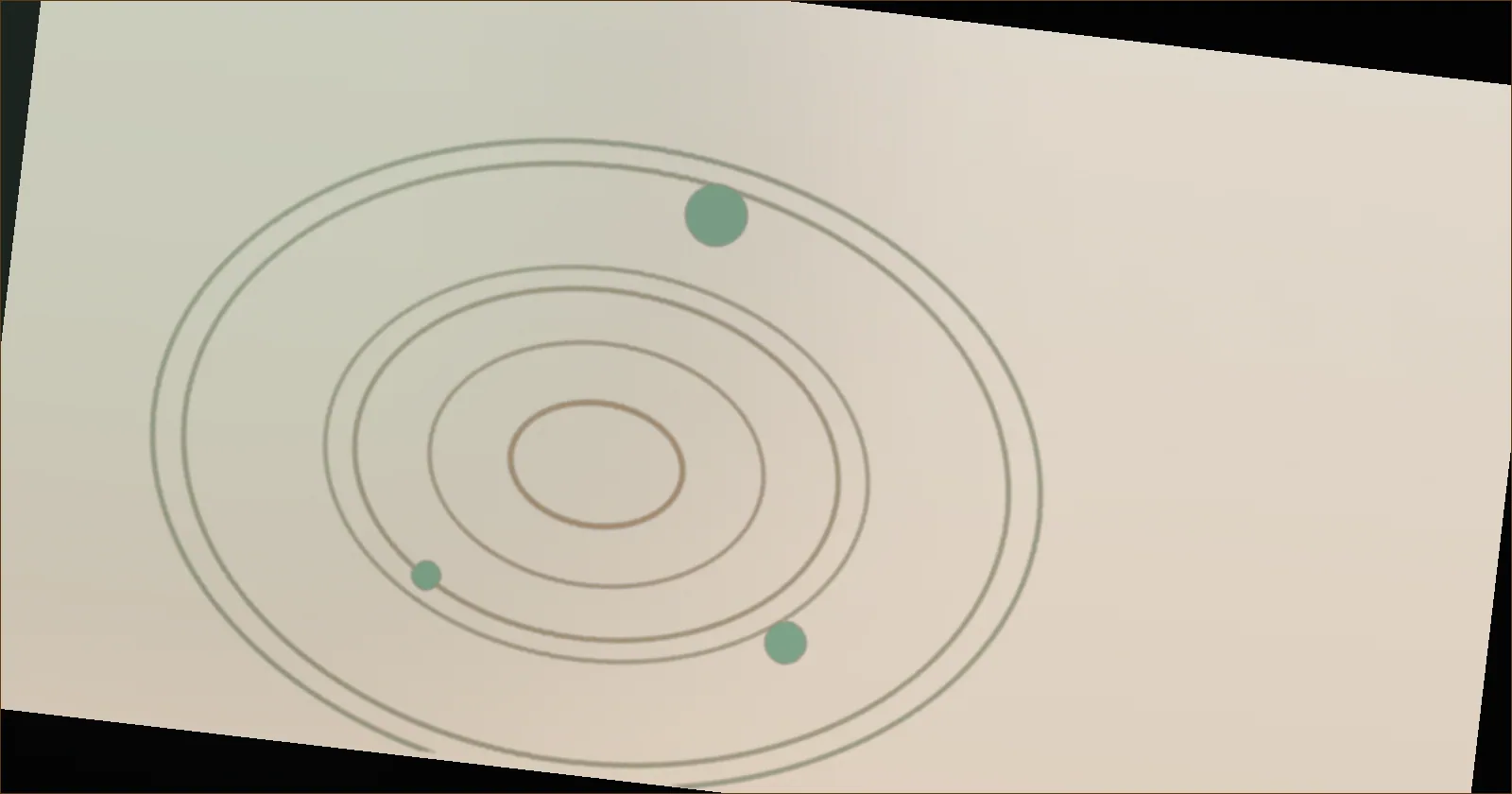 Warm brown orbit pattern suggesting thread looping through a needle