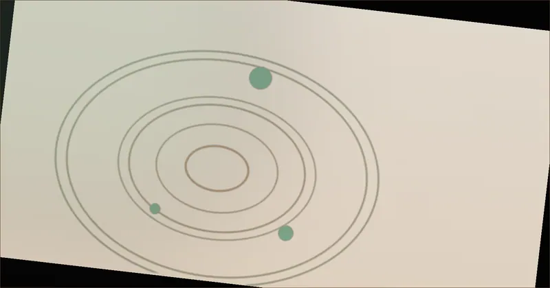 Warm brown orbit pattern suggesting thread looping through a needle