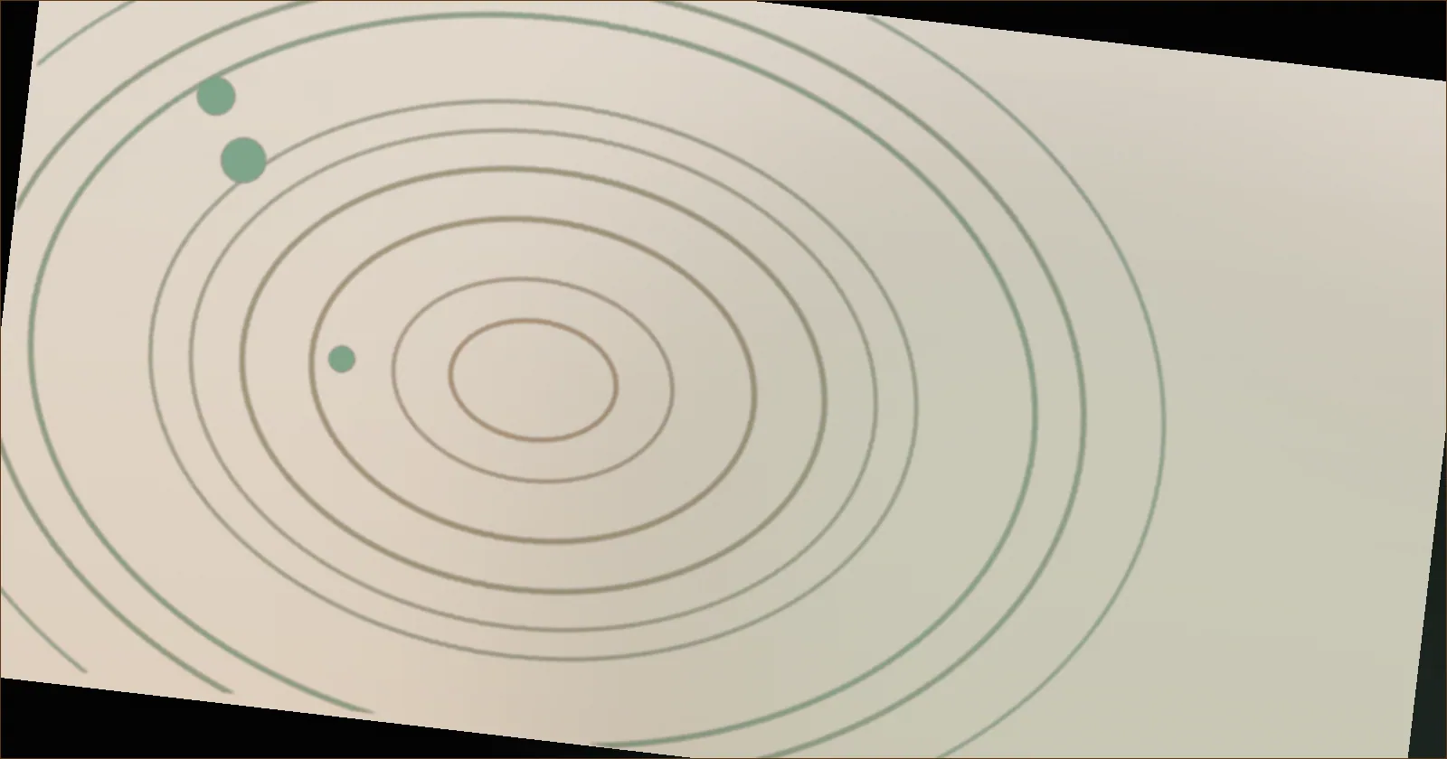 Warm brown orbit pattern suggesting a controlled, deliberate motion