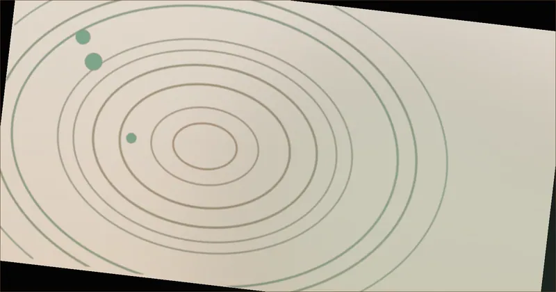 Warm brown orbit pattern suggesting a controlled, deliberate motion